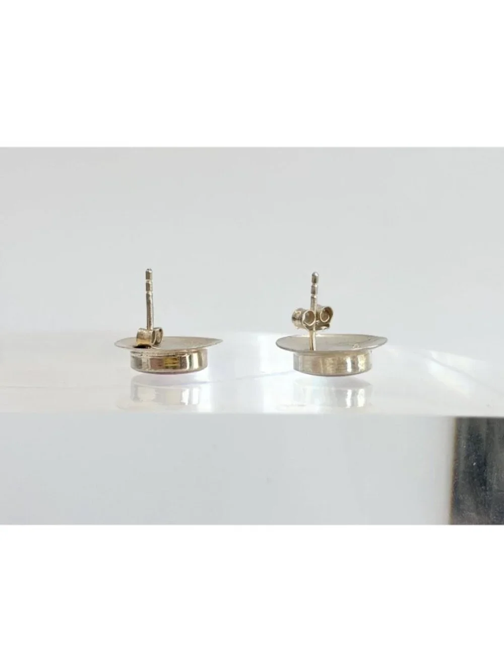 Natural Watermelon Rhodonite Gemstone Vintage Sterling Silver 925 Stud Earrings